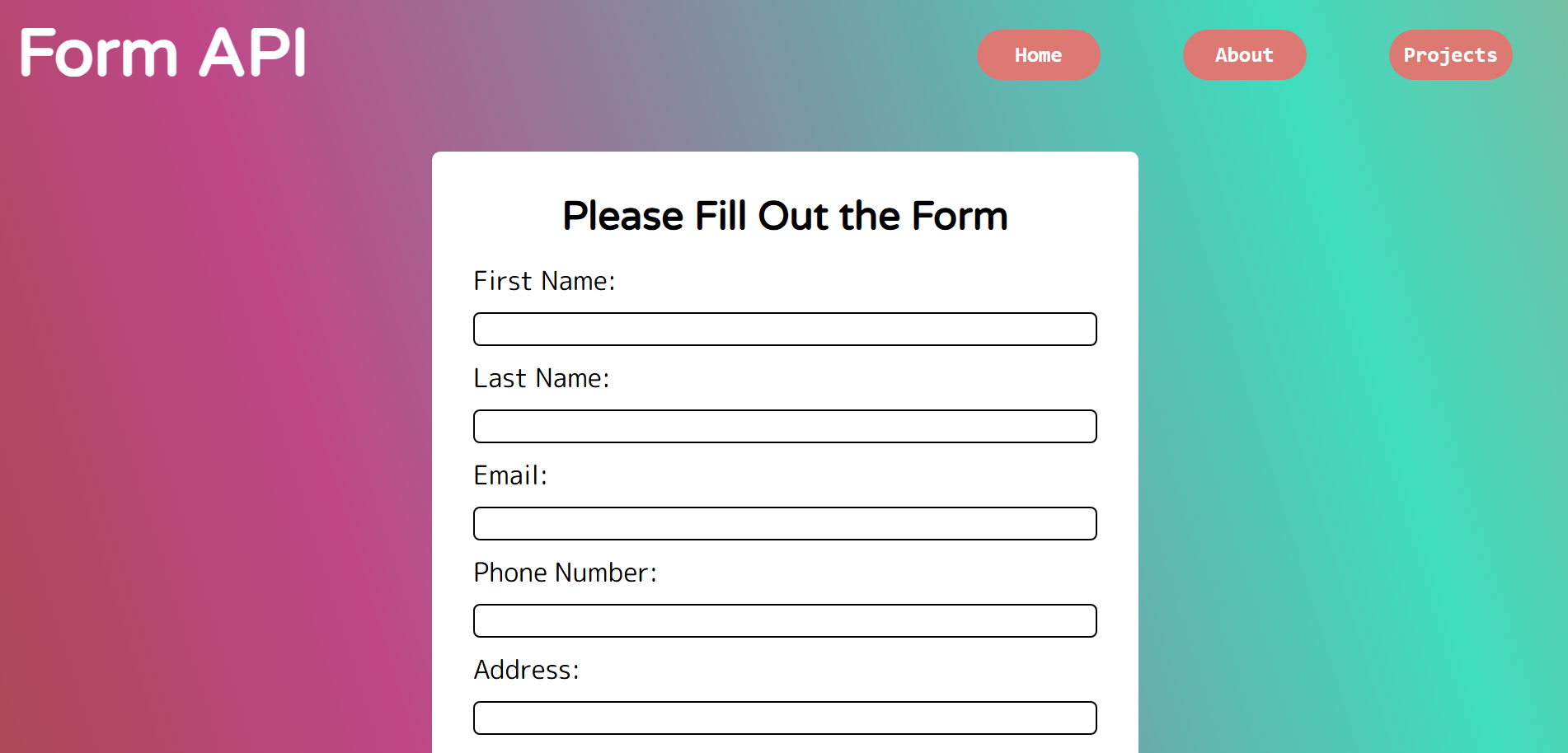 Form API: JavaScript Project
