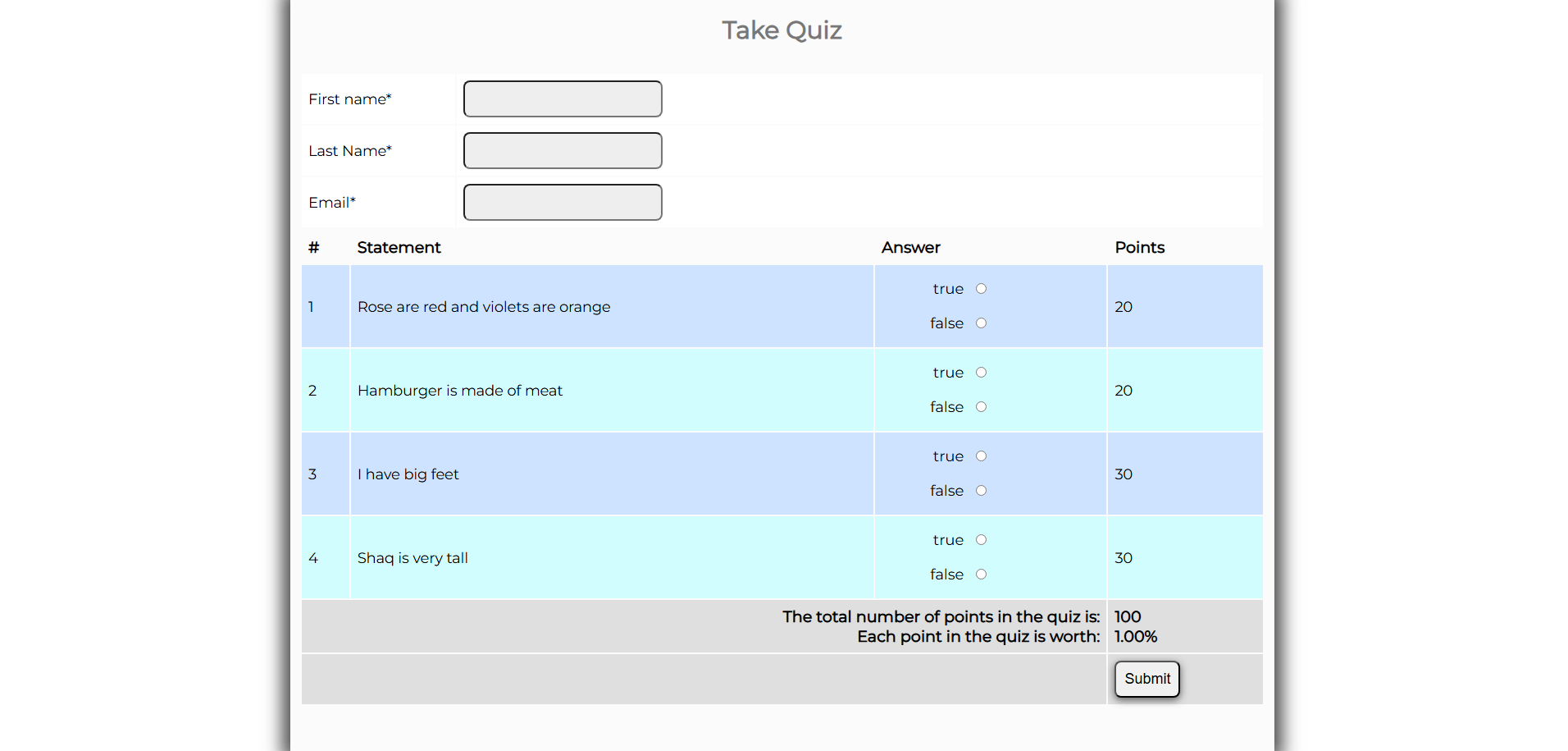 Quiz App: PHP Project